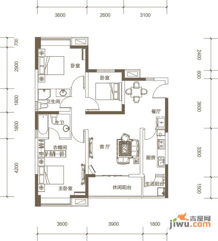 金沙柏林郡3室2厅2卫103㎡户型图