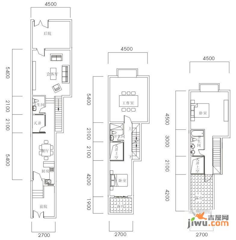 上河院子3室2厅3卫户型图