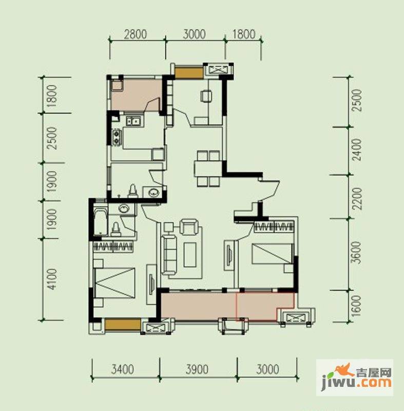 绿地圣路易名邸3室2厅1卫112㎡户型图