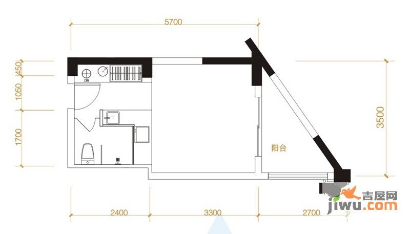 索尔龙舟1室0厅1卫32.8㎡户型图