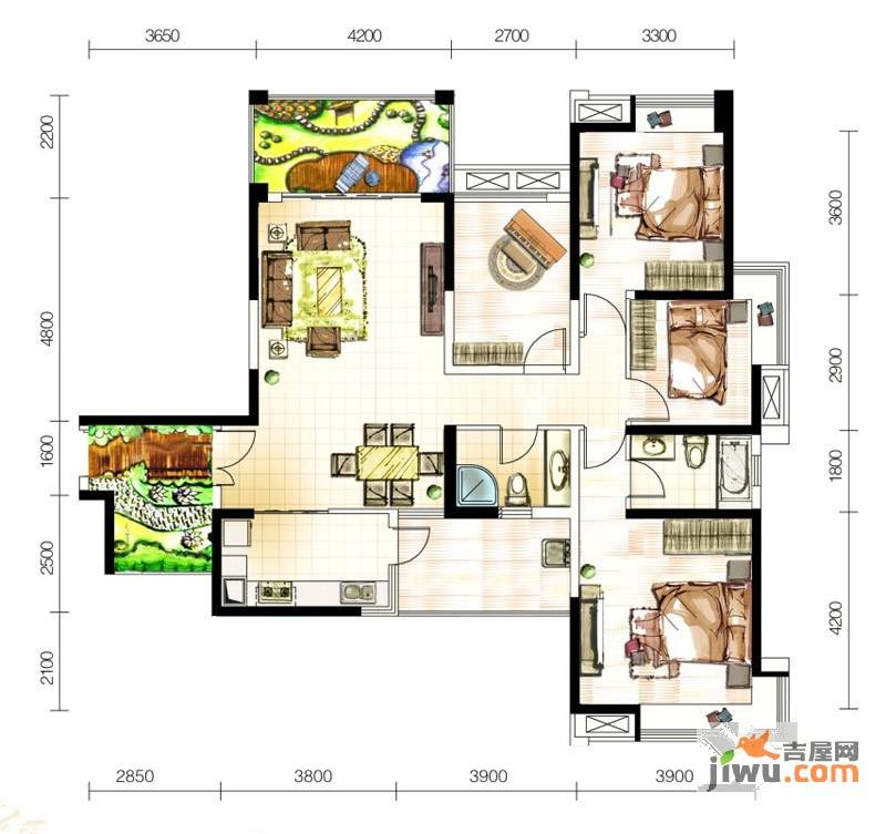 首创东公元4室2厅2卫126.2㎡户型图