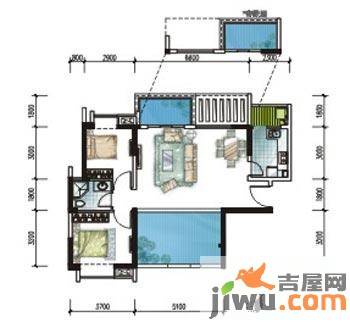 美年广场美岸2室2厅1卫87.2㎡户型图