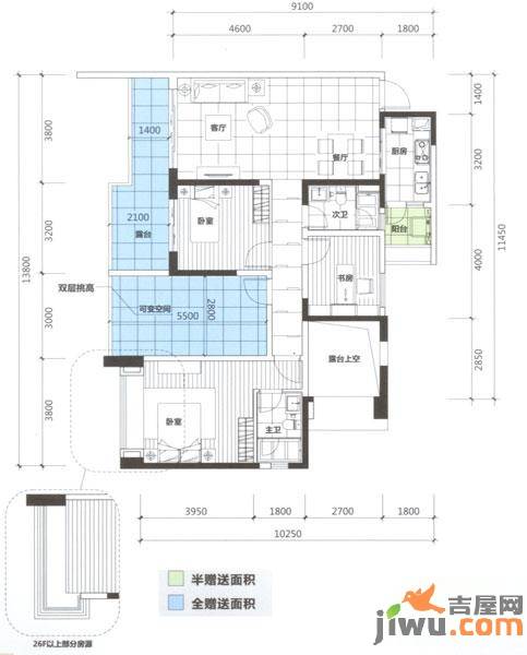 万景峰3室2厅2卫109㎡户型图