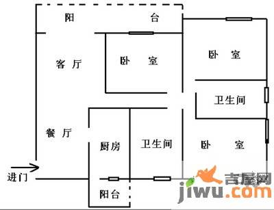 人居都市阳光3室2厅2卫125㎡户型图