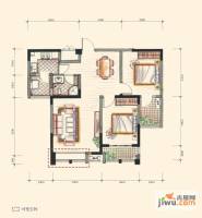 都江华府2室2厅1卫80㎡户型图