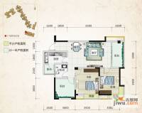 北湖龙郡2室2厅1卫88.5㎡户型图