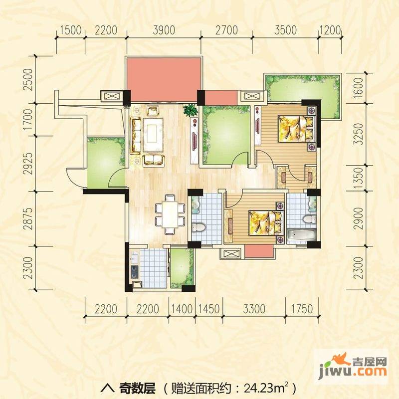 慕和南道2室2厅2卫102㎡户型图