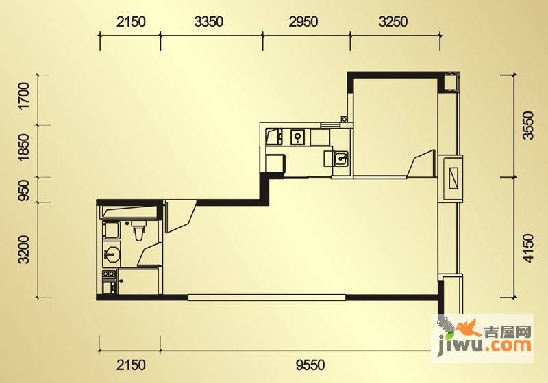 恒大翡翠华庭1室2厅1卫69.2㎡户型图