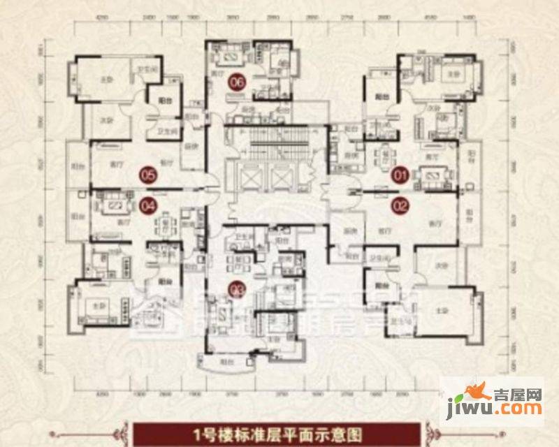 恒大名都2室2厅2卫104.1㎡户型图