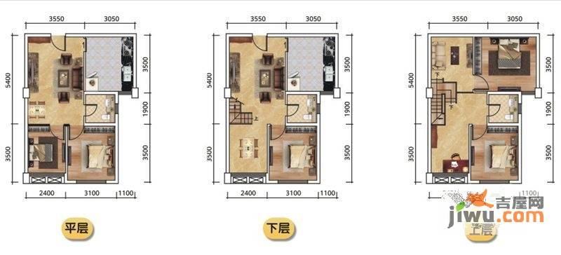 合力达新锐3室3厅2卫64㎡户型图