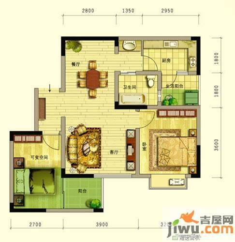 阳光地中海2室2厅1卫71.9㎡户型图