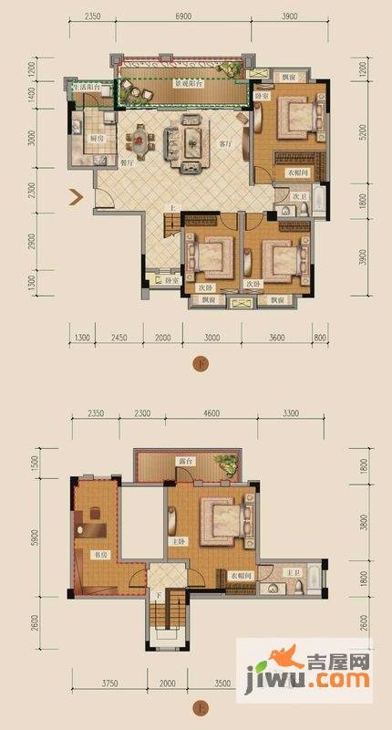 剑桥小镇4室2厅2卫173㎡户型图