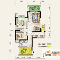 首创国际城一期2室2厅1卫80㎡户型图