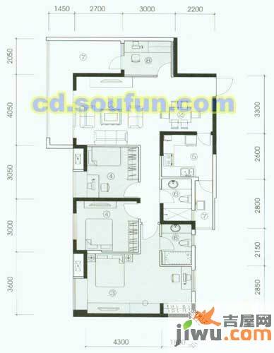 万科魅力之城四期4室2厅2卫128㎡户型图