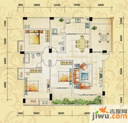 凯斯顿华府3室2厅2卫139.1㎡户型图