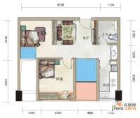 汇融新贵公馆2室1厅1卫49.5㎡户型图
