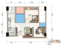 汇融新贵公馆2室1厅1卫52.6㎡户型图