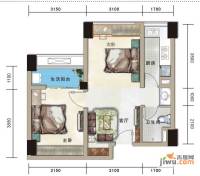 汇融新贵公馆2室1厅1卫53.9㎡户型图