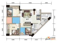 汇融新贵公馆3室2厅1卫65.3㎡户型图