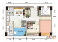 汇融新贵公馆2室2厅1卫63.2㎡户型图