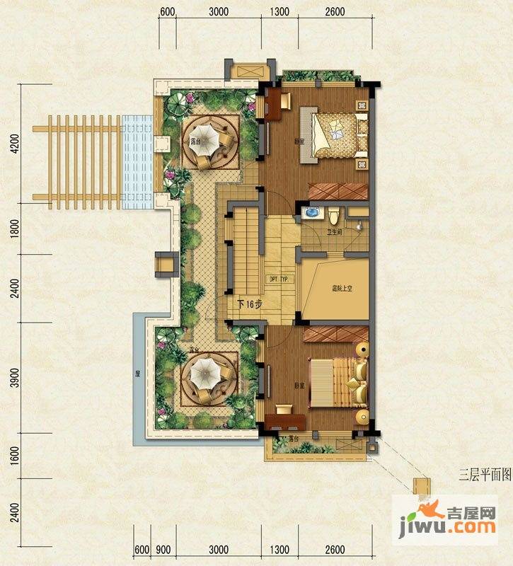 花样年大溪谷2室2厅1卫87.5㎡户型图