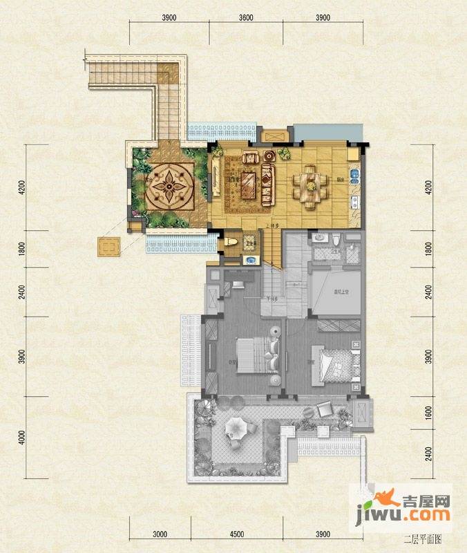 花样年大溪谷2室2厅1卫87.5㎡户型图