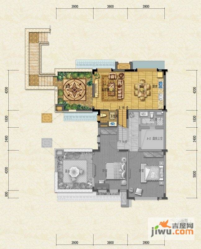 花样年大溪谷2室2厅1卫88.8㎡户型图