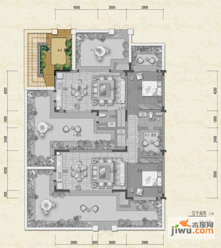 花样年大溪谷2室2厅1卫88.8㎡户型图