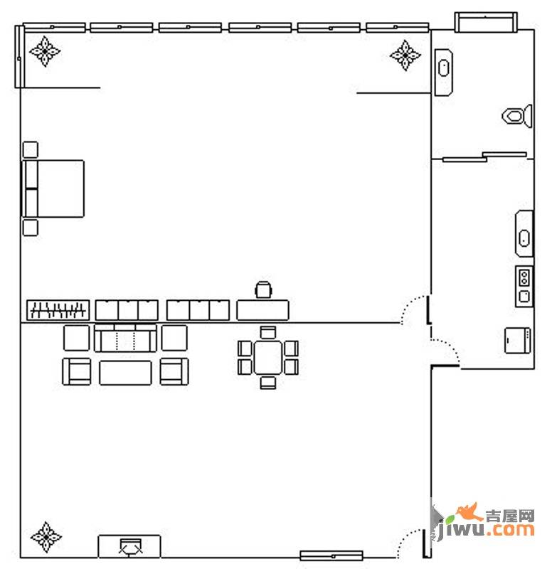 青山美郡1室1厅1卫33.6㎡户型图