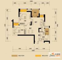 华宇金沙时代2室2厅1卫64㎡户型图