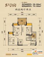 华宇金沙时代2室2厅1卫58.9㎡户型图