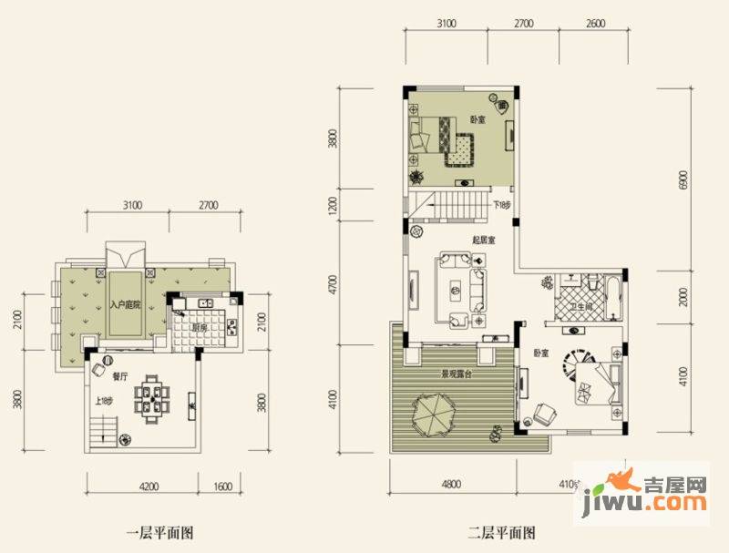 鉴山国际一期1室2厅1卫76.3㎡户型图