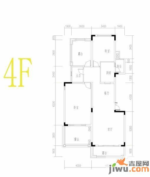 圣天湖东岸3室2厅2卫158㎡户型图