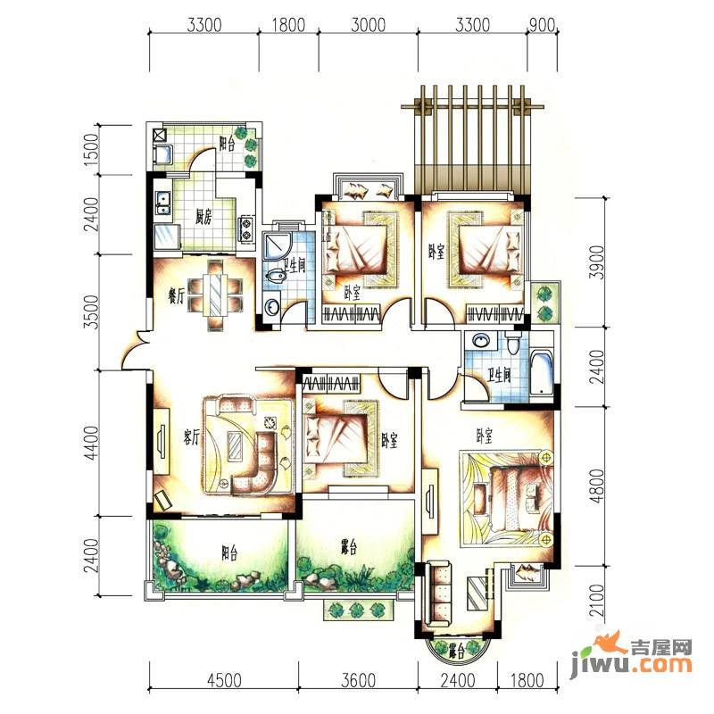 蓝光十里蓝山4室2厅2卫119㎡户型图