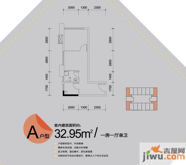 财信城市国际1室1厅1卫33㎡户型图