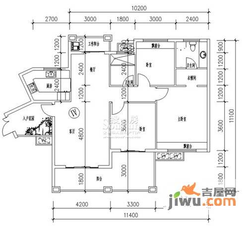 爱加西西里3室2厅2卫户型图