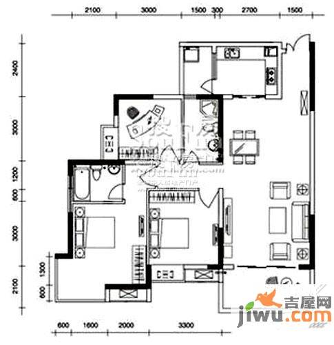 宝嘉江枫美岸3室2厅2卫102.3㎡户型图