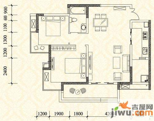 宝嘉江枫美岸2室2厅1卫73.3㎡户型图