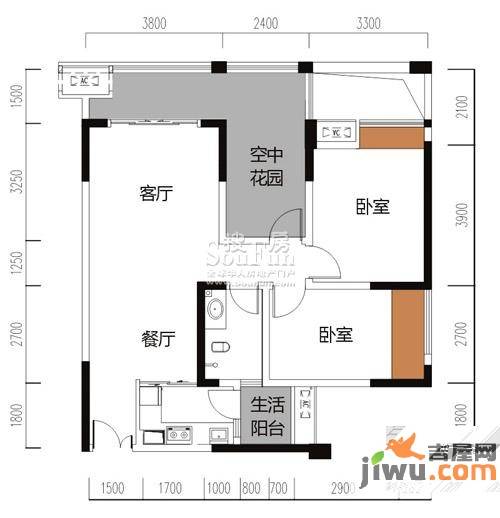 华宇春江花月2室2厅1卫72.6㎡户型图