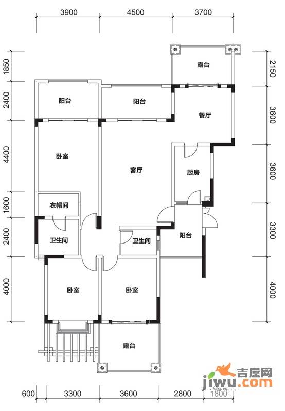 蓝光十里蓝山3室0厅2卫131.6㎡户型图