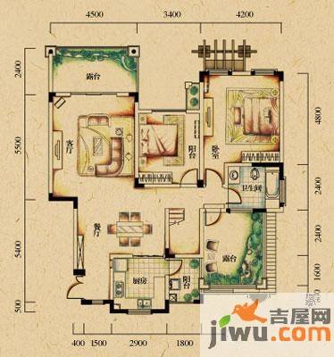 蓝光十里蓝山4室2厅2卫152.3㎡户型图