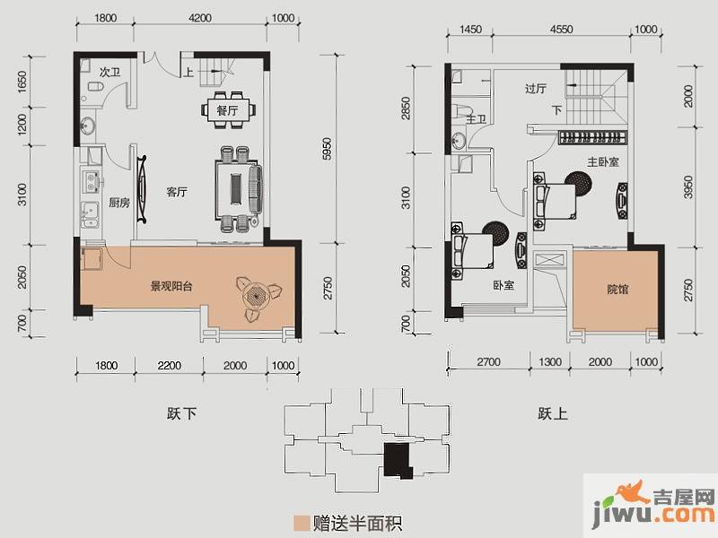 财信城市国际2室2厅2卫75.2㎡户型图