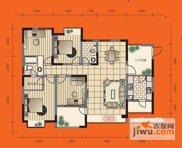 申烨太阳城二期4室2厅2卫117.7㎡户型图