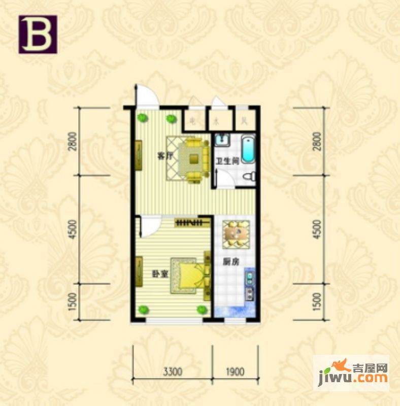 金城丽都1室1厅1卫59.9㎡户型图