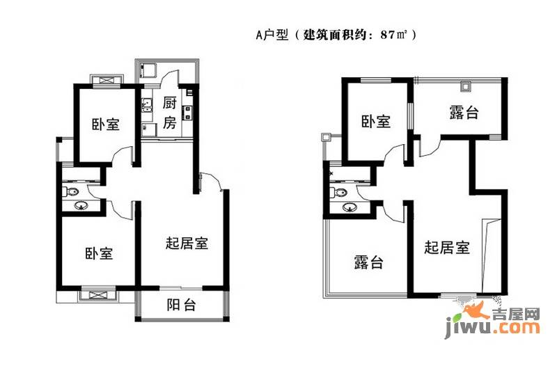 润泽家园2室1厅1卫87㎡户型图