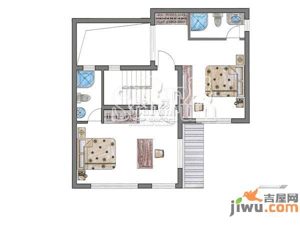 温泉果岭2室1厅2卫户型图