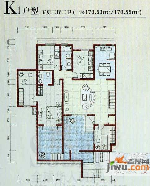 一品苑5室2厅2卫170.5㎡户型图