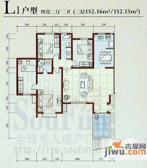 一品苑4室2厅2卫152.2㎡户型图