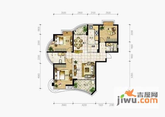 颐景华庭3室2厅2卫126㎡户型图