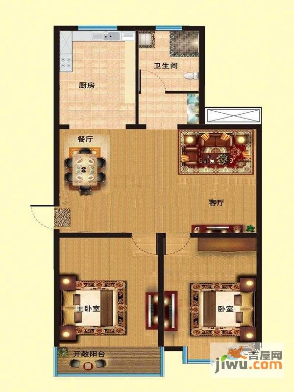 怡园2室1厅1卫79.5㎡户型图